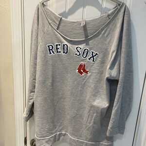 Red Sox Gray Xl Womans 3/4 Sleeve Lightweight Fleece Shirt  613  614